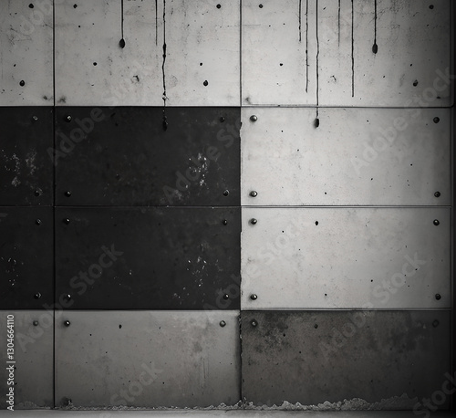 Old black background. Wallpaper in grunge style. Concrete texture. Black acrylic stains isolated on white. Hand drawn banner, label, frame shape. Black textured design elements.generative ai