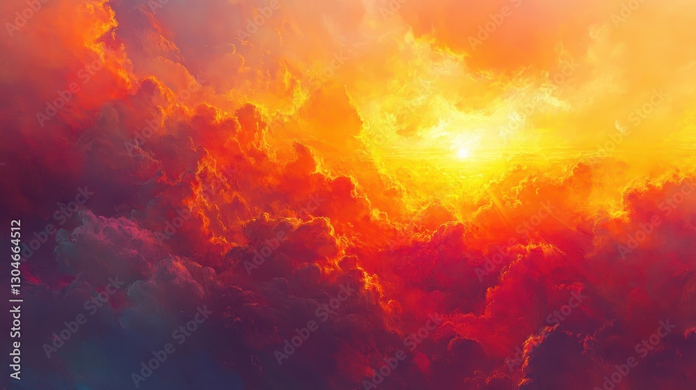 A dynamic summer wallpaper with vibrant orange and magenta hues blending into a radiant sunset golden rays illuminating clouds