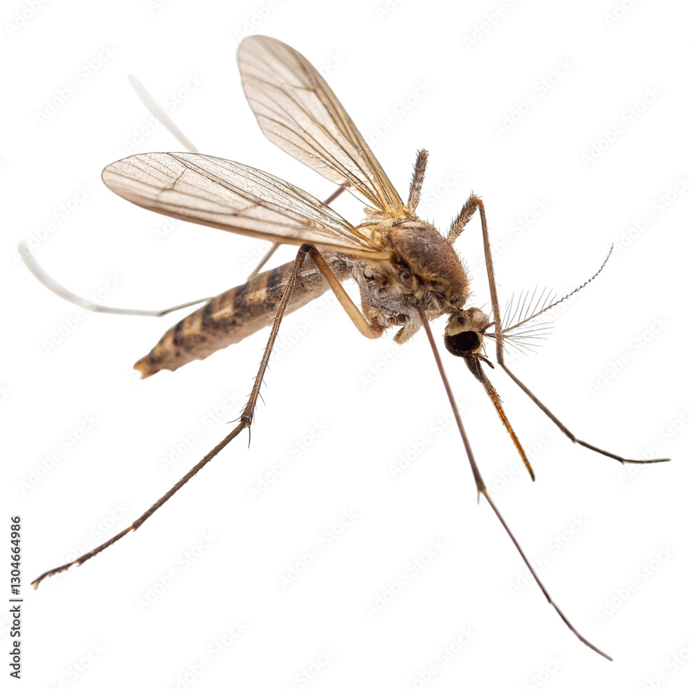 Mosquito with a slender body and long proboscis, isolated on a transparent background. Mosquito with a slender body and long proboscis, isolated on a transparent background.