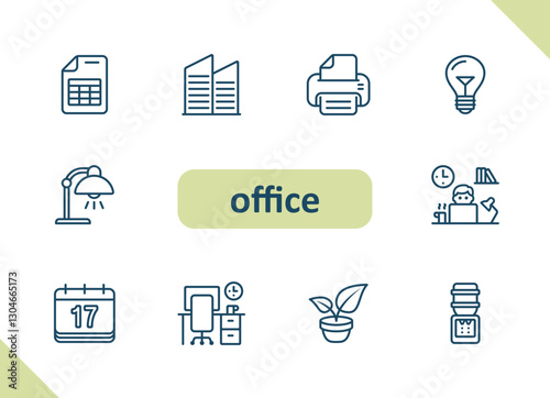 Office icons. Career, workplace, job vector icon set