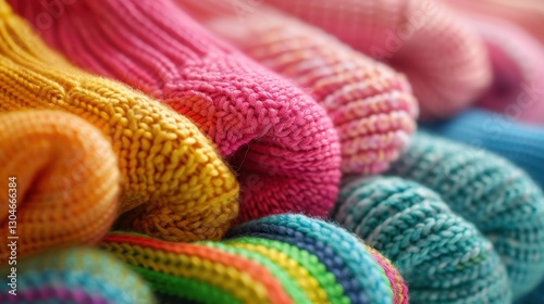 Socks: Cozy socks in hues like neon green, pink, and soft pastels, often with stripes or patterns, perfect for staying warm and adding a splash of color to your day.
 photo