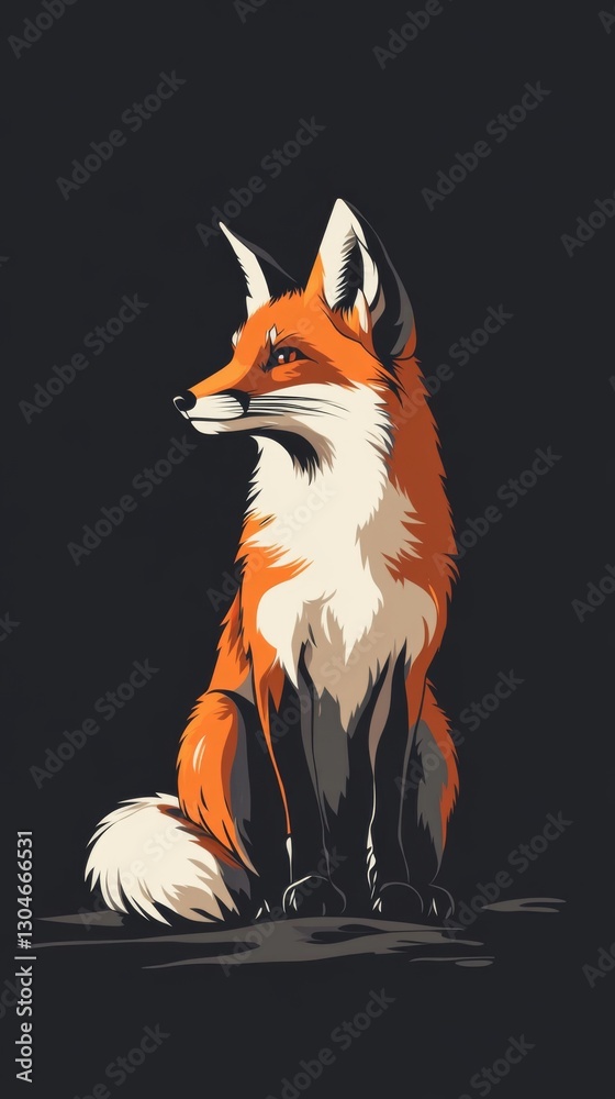Fototapeta premium A striking illustration of a fox, showcasing its vibrant orange fur and sharp features. This artwork captures the essence of wildlife in a unique way. Generative AI.