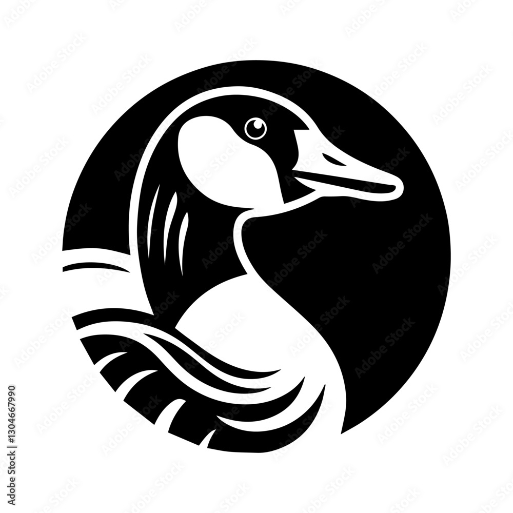 Obraz premium Black and white goose head logo. Eps vector graphics.