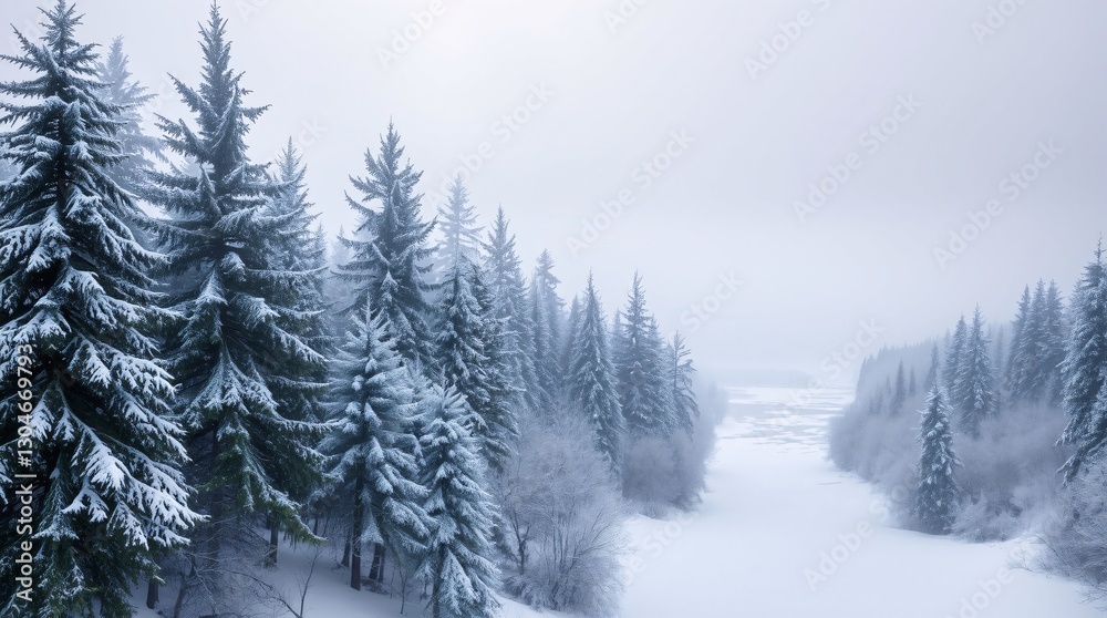 Obraz premium Snowy Mountain Forest