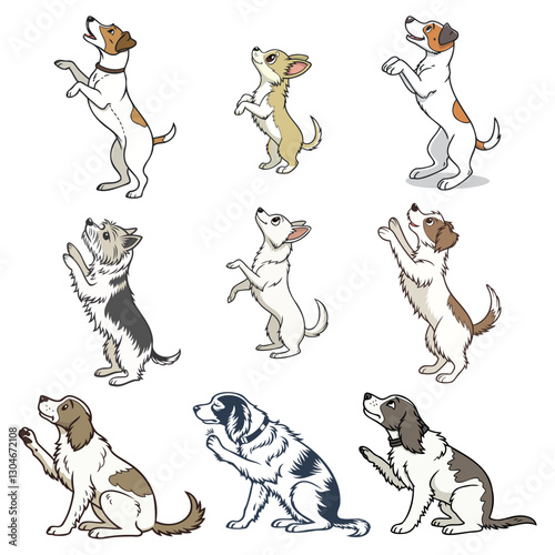 
vector dogs stand on their hind legs and ask for something