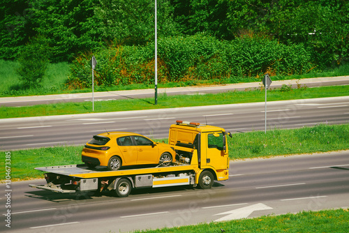 Wallpaper Mural Vehicle transport on highway flatbed truck Torontodigital.ca