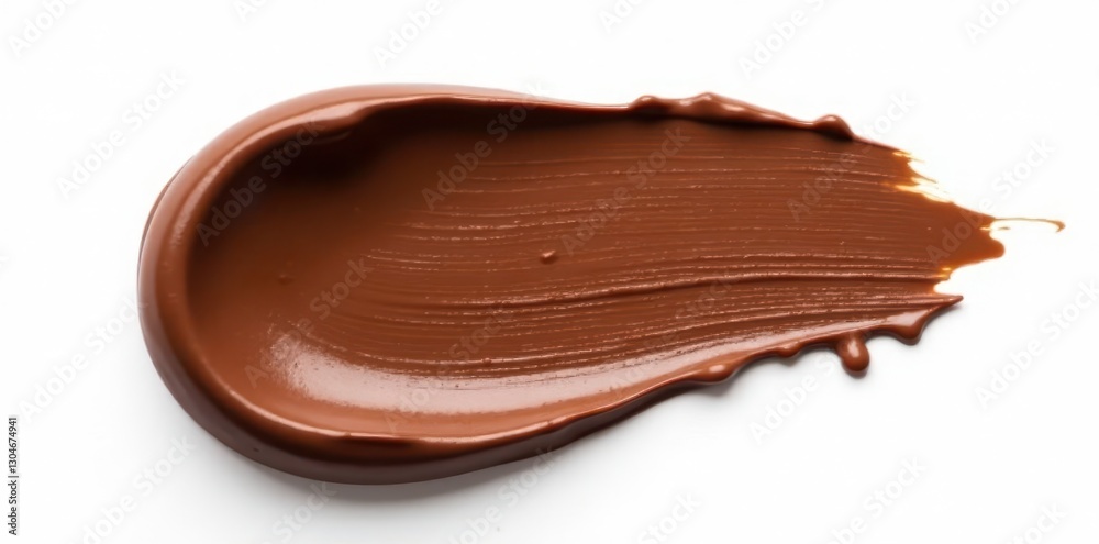 Single hazelnut chocolate smear, glossy texture, pure white backdrop , background, decadent, rich Single hazelnut chocolate smear, glossy texture, pure white backdrop , background, decadent, rich