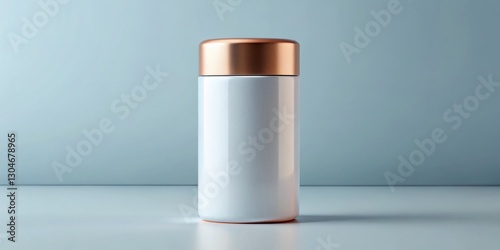 Wallpaper Mural Minimalist White Cosmetic Cylinder Bottle with Copper Lid - Beauty Product Packaging Mockup Torontodigital.ca