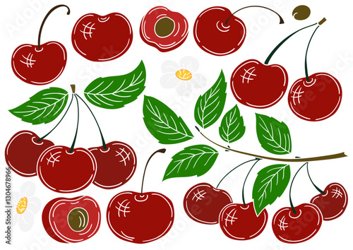 Set of color illustrations in hand draw style