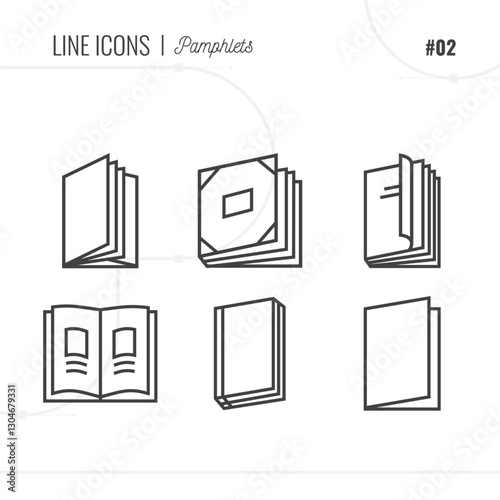 Pamphlet icons set. Books and catalogs signs for design. Vector elements clip art