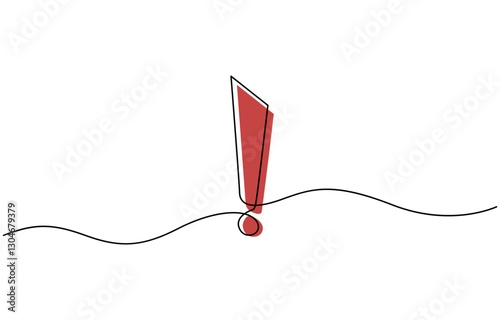 Dangerous sign line continuous drawing vector. One line dangerous sign vector background, Continuous drawing vector, Exclamation mark one line drawing.