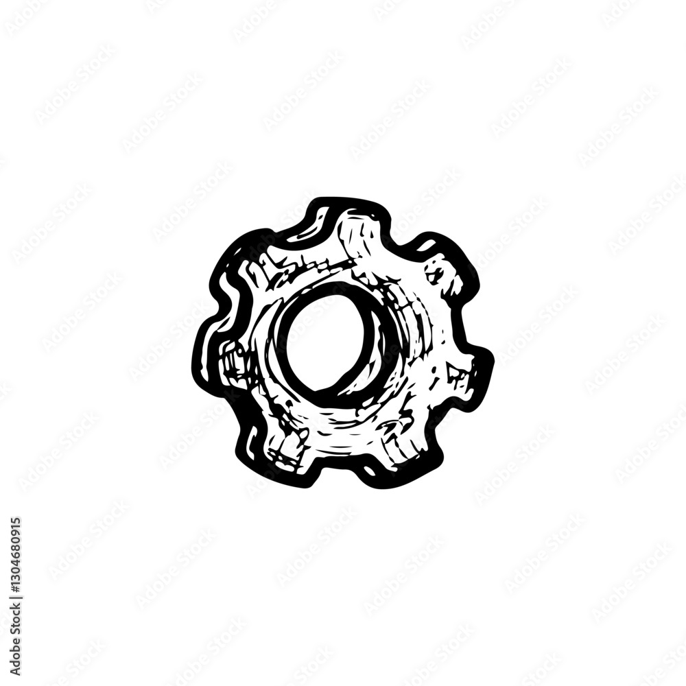 Gear cog hand-drawn rough sketch black outline vector illustration. Gear cog hand-drawn rough sketch black outline vector illustration.