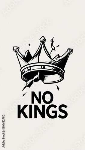 A clean yet rebellious digital illustration of a shattered crown and anarchy-inspired 