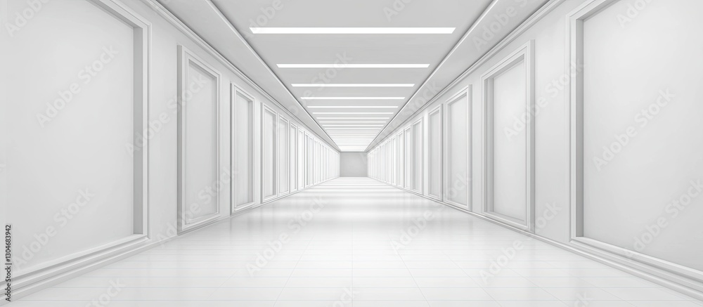Obraz premium Empty White Corridor Perspective