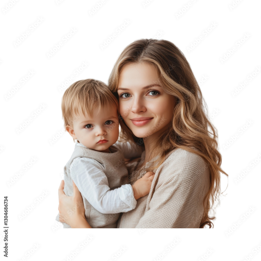 A beautiful mother smiles while holding her cute child close, capturing a moment of love and affection. A beautiful mother smiles while holding her cute child close, capturing a moment of love and affection.