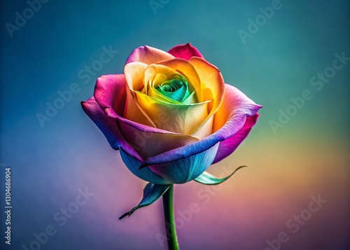 Multicolored Gradient Roses Background: Unusual Floral Design, Copy Space Left