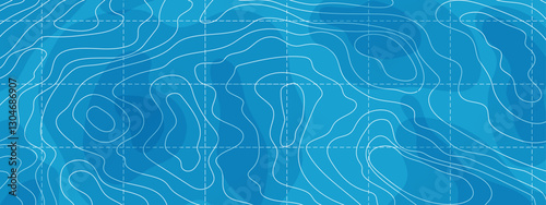 Topographic map lines retro geometric abstract relief tot view template. Land or water texture, grid contour. Topo with elevation, geography scheme and the terrain path.
