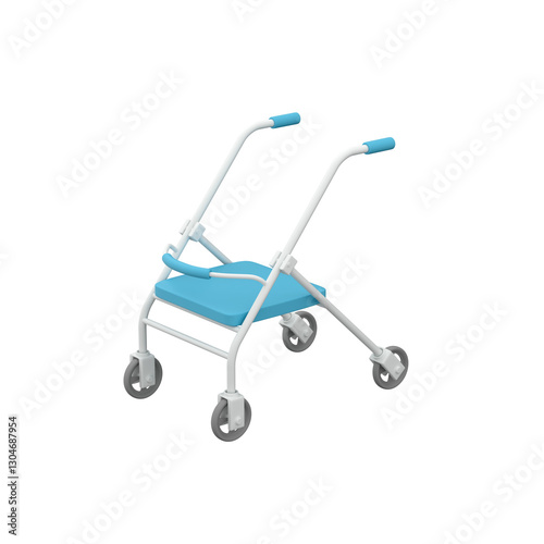 Stylized wheelchair walker over white background, 3d render