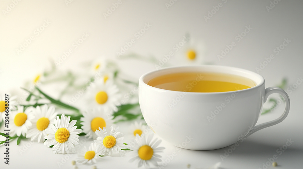Chamomile tea in a cup with chamomile flowers Chamomile tea in a cup with chamomile flowers