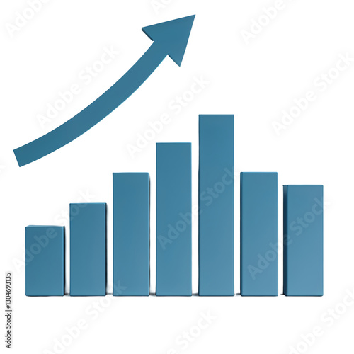 Financial Chart Bar Graph PNG with Rising Blue Bars and Analytical Data Visualization for Corporate Performance and Business Success
