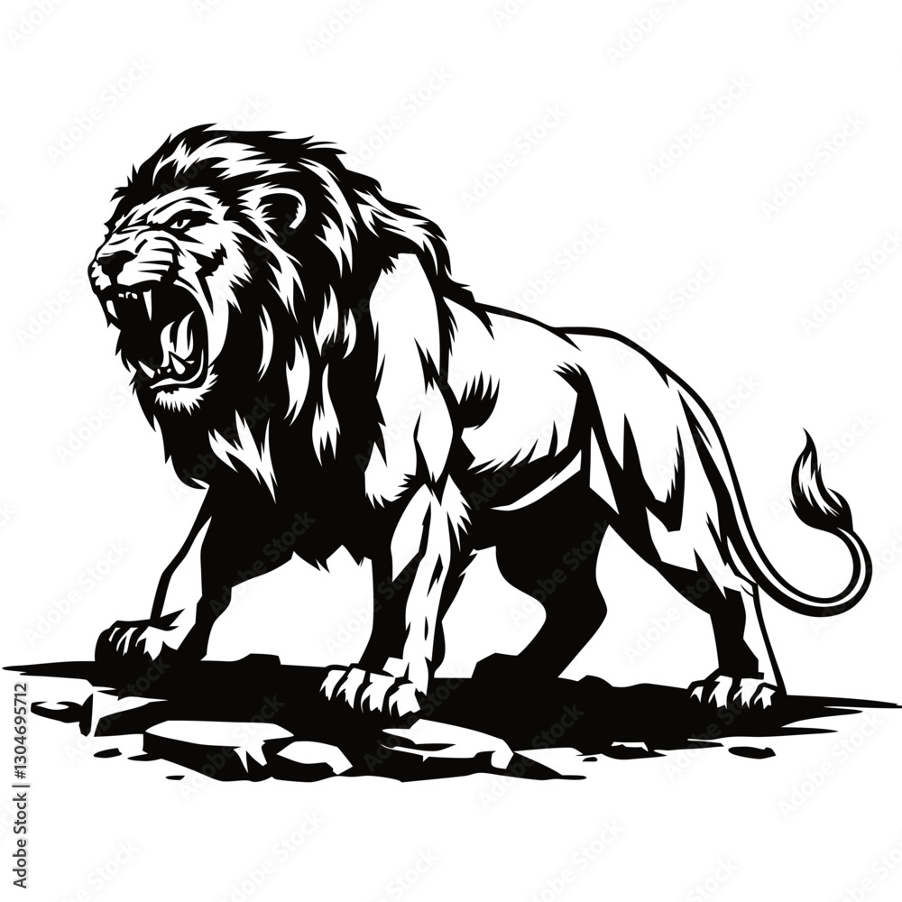 Obraz premium Aggressive lion black color vector