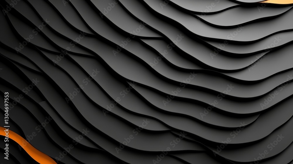 Fototapeta premium Abstract Dark Gray and Orange Wavy Layers Background