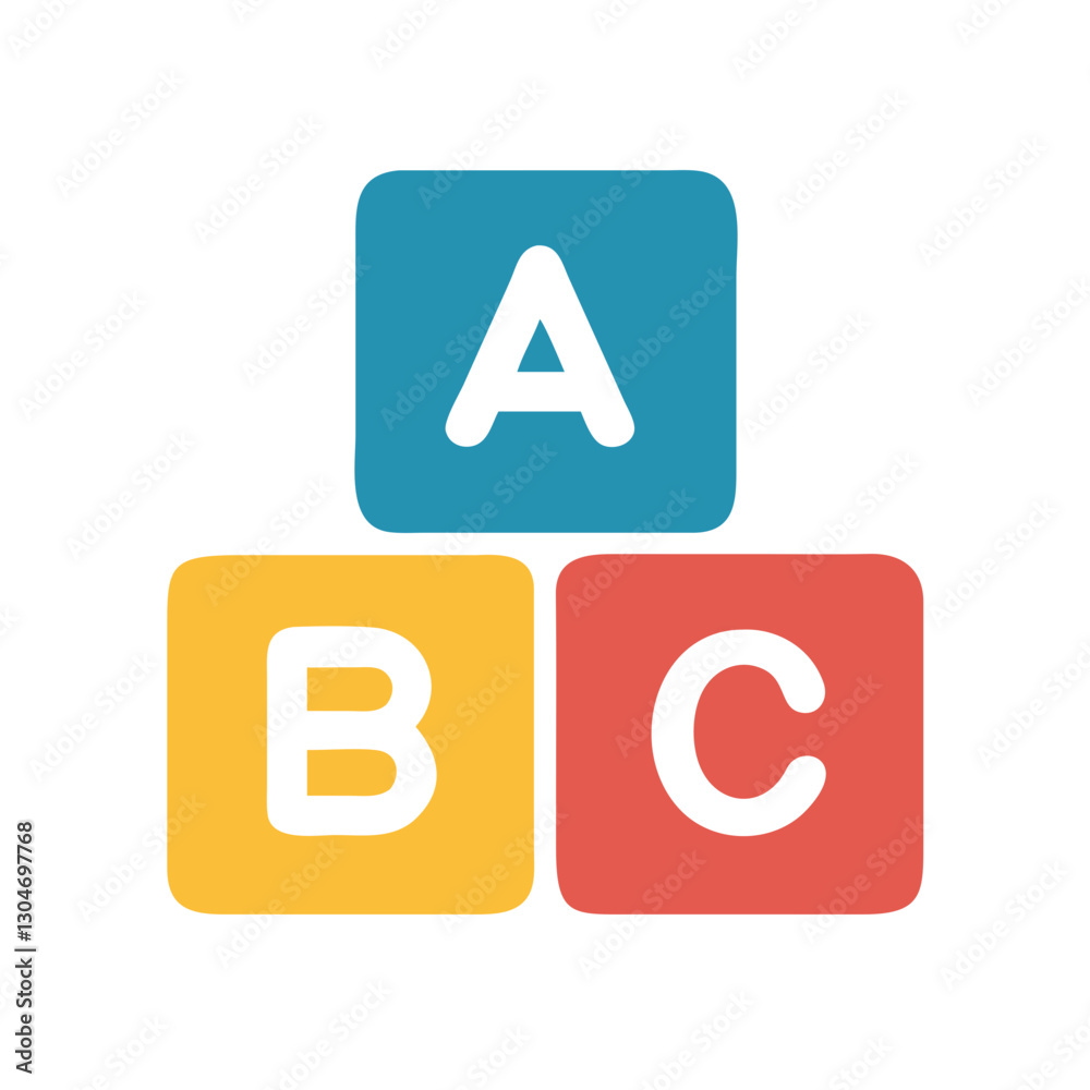 ABC blocks icon, colorful style, educational toy with letters, playful learning symbol
ABC blocks icon, colorful style, educational toy with letters, playful learning symbol