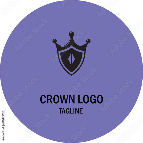 Elegant Crown Shield Logo on a Solid Lavender Background