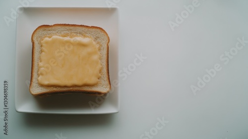 Creamy butter on toasted bread creates simple yet inviting culin photo