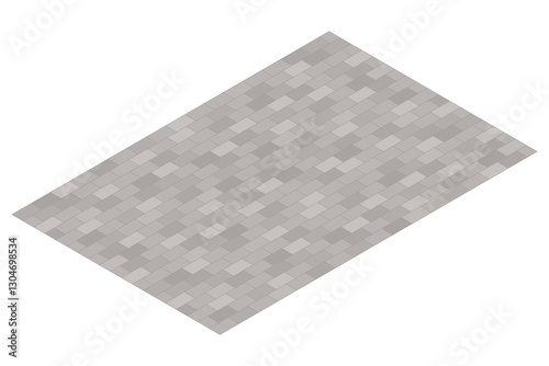 An isometric vector pattern of gray paving stones arranged in a neat 3D tile layout, illustrating a simple, textured ground surface.