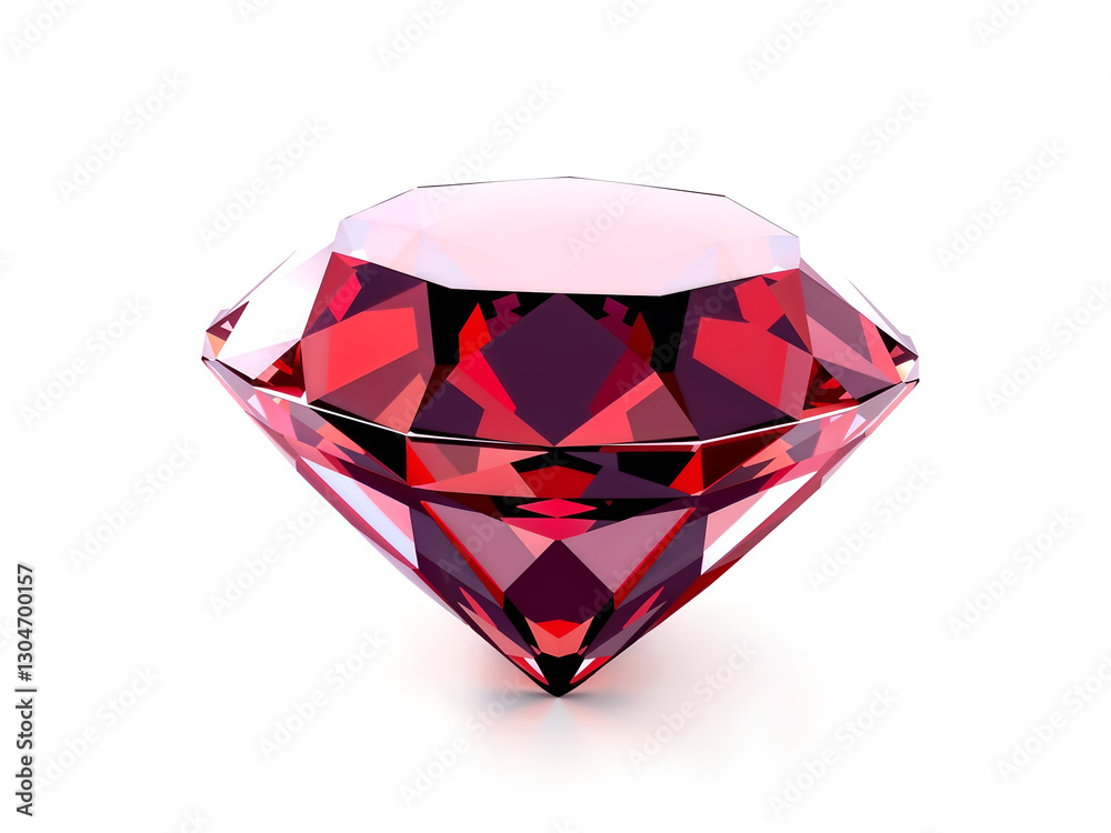 A beautifully cut red ruby gemstone with a brilliant faceted surface, isolated. Generative AI