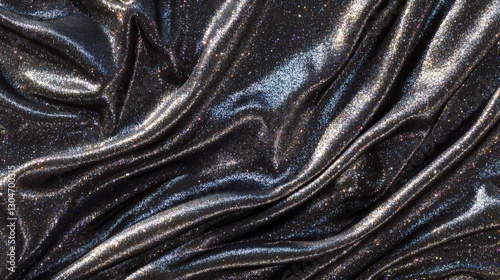 Dark Glittering Fabric Draped in Elegant Waves