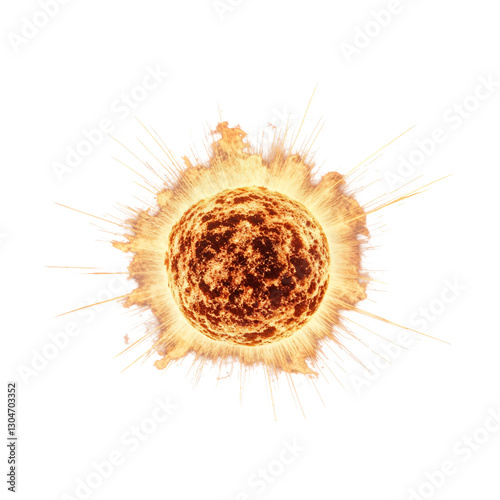 Fiery Explosion PNG with Detailed Texture Dramatic Lighting and Intense Combustion Energy for Digital Art and Effects