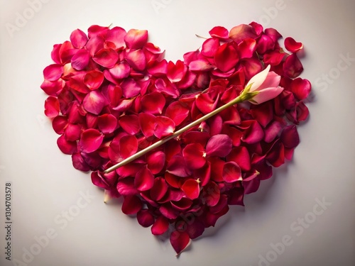 Panoramic Rose Petals Heart Arrow: Romantic Valentine's Day Background