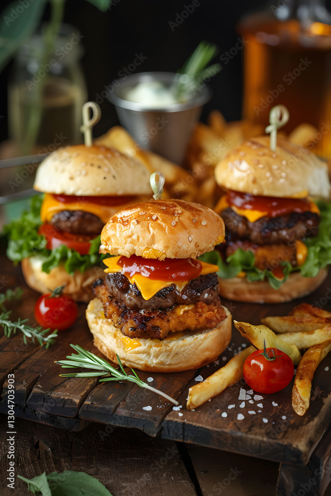 Delightful and Diverse Slider Recipes served with Crispy French Fries and Refreshing Drink Delightful and Diverse Slider Recipes served with Crispy French Fries and Refreshing Drink