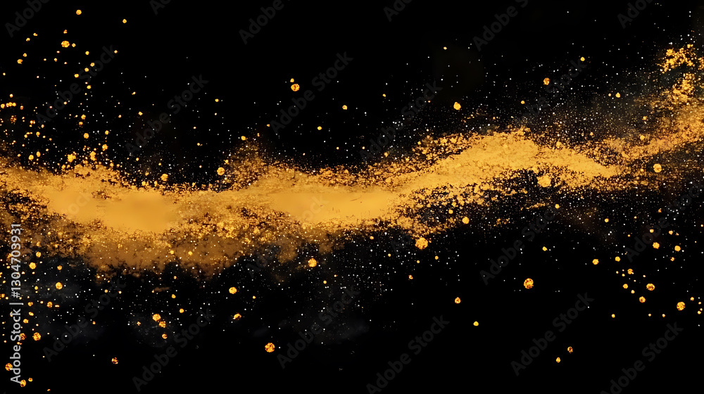 Fototapeta premium Flowing Golden Particles on Black Background