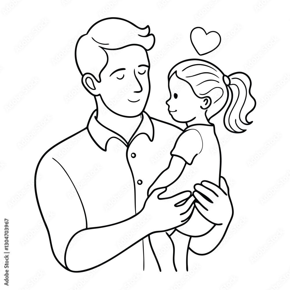 father with son and-daughter one line vector images on white background father with son and-daughter one line vector images on white background