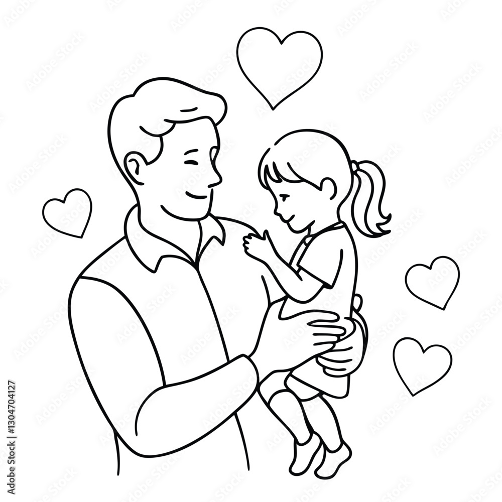 father with son and-daughter one line vector images on white background father with son and-daughter one line vector images on white background