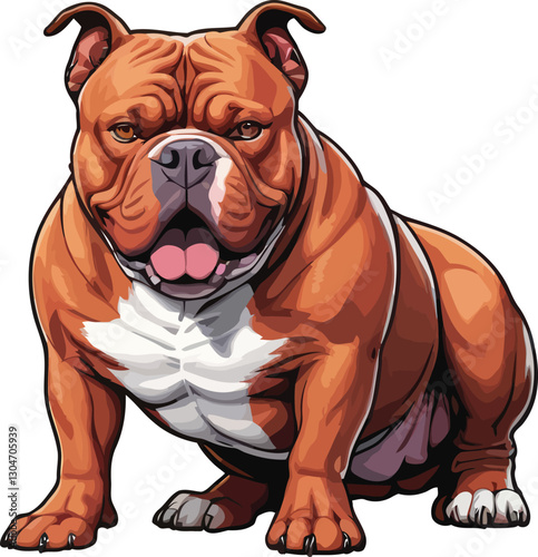 Well-socialized American Red Bully dog, raised in a loving environment for families.