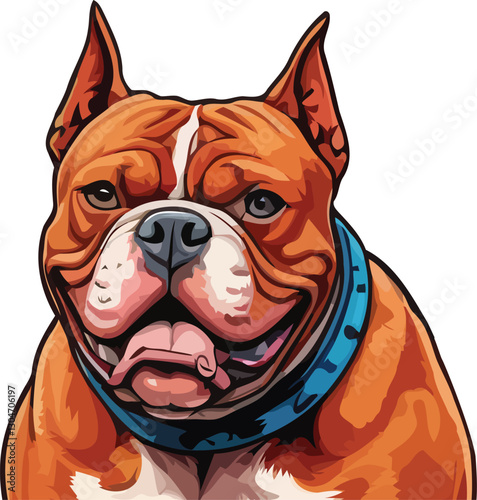 Purebred American Red Bully dog with an impressive physique and calm temperament.