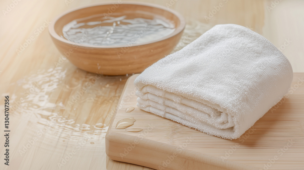 The gentle glow of water and a fresh towel symbolize renewal The gentle glow of water and a fresh towel symbolize renewal