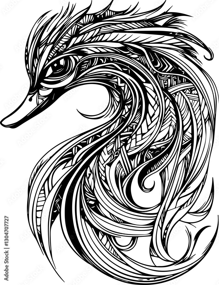 Fototapeta premium SVG vector features zentangle animal designs. Intricate Line Art of a Stylized Bird Design