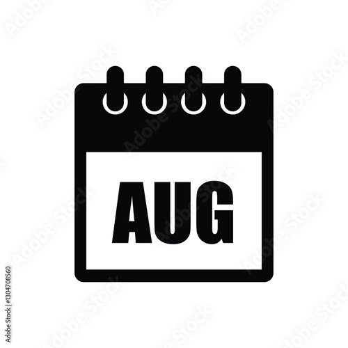 calender icon, august icon with white background