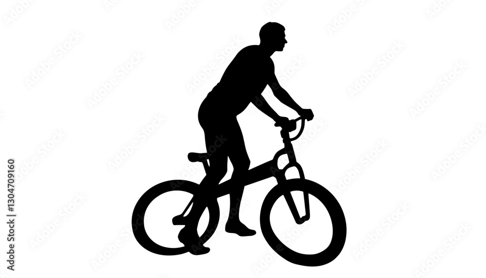 Fototapeta premium Silhouette of a man riding a bicycle
