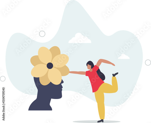 Mental health.Character with mental disorder fight against stress, depression, emotional burnout and other psychological problems.harmony and relaxation.flat character life .