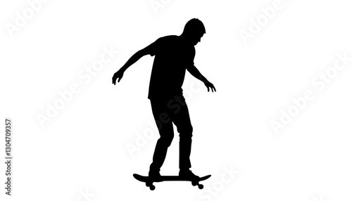 Skateboarder performing trick on skateboard against white background
