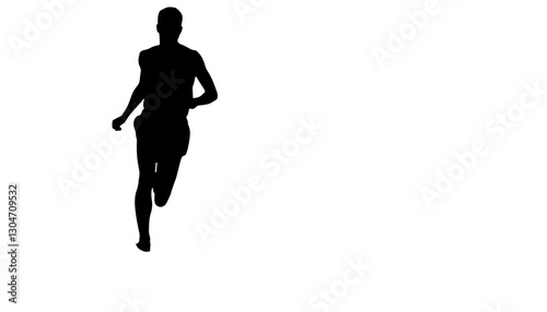 Silhouette of a runner sprinting against a white background