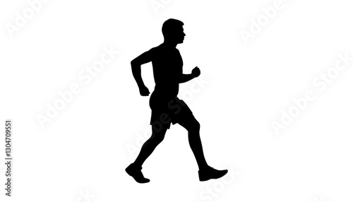Silhouette of a man jogging in motion