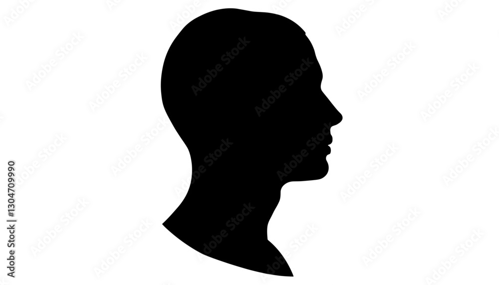 Silhouette of a human head in profile against a plain background Silhouette of a human head in profile against a plain background