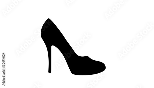 Silhouette of high heel shoe on white background